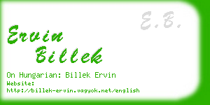 ervin billek business card